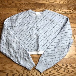 Champion Cropped Sweatshirt Printed Cotton Jersey